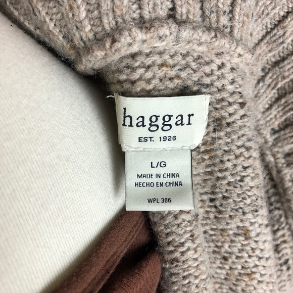 VINTAGE Wool Blend Grandpa Cardigan Sweater Cream Large - Picture 7 of 7